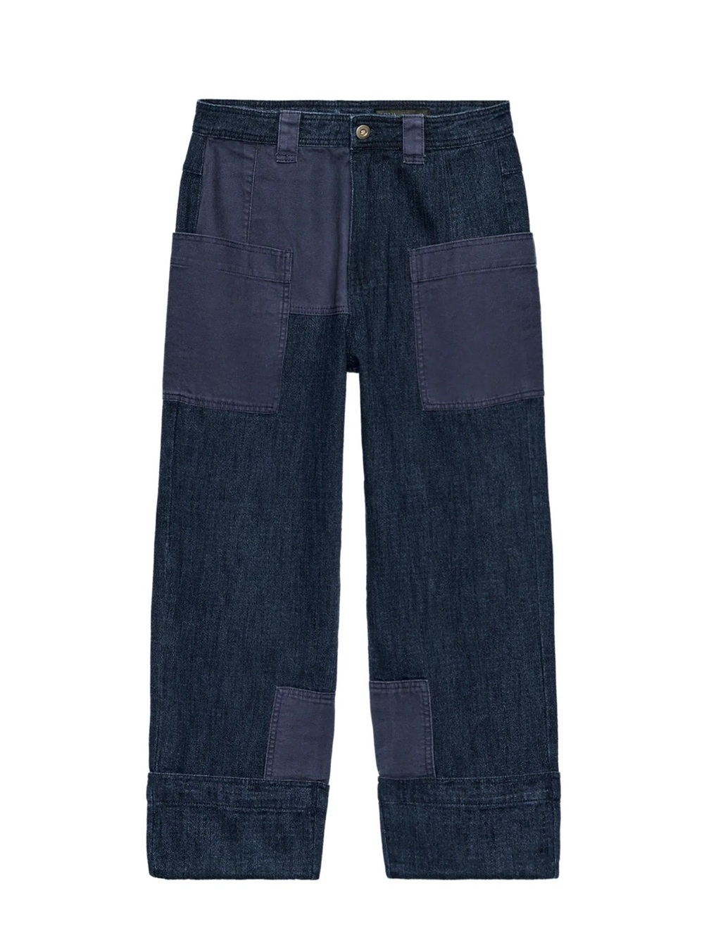 Zara Navy Patchwork Cargo Pants
